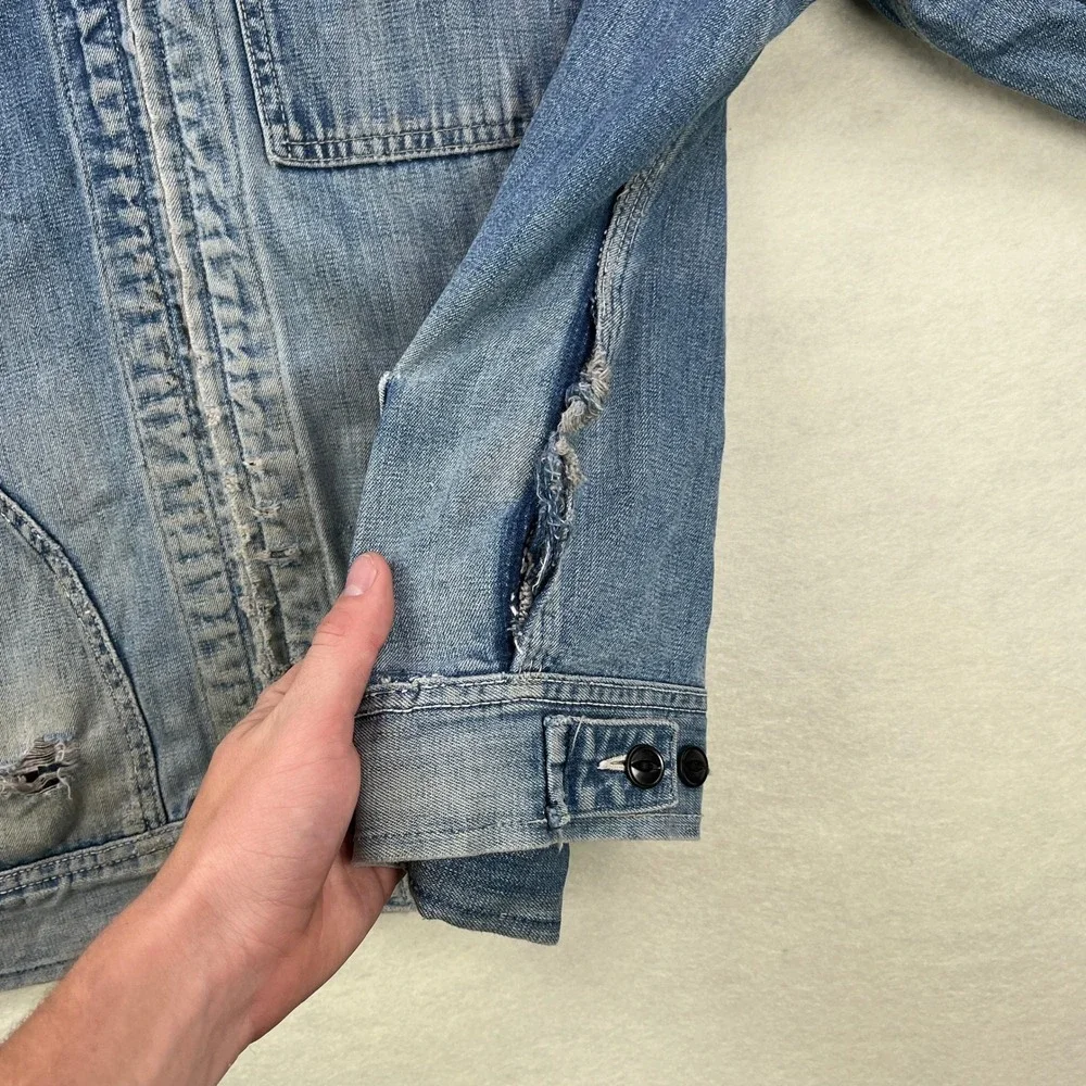 VTG 50s 60s Lee 91-B XXL Sanforized Denim Work Jacket Blue Talon Zip Union Made